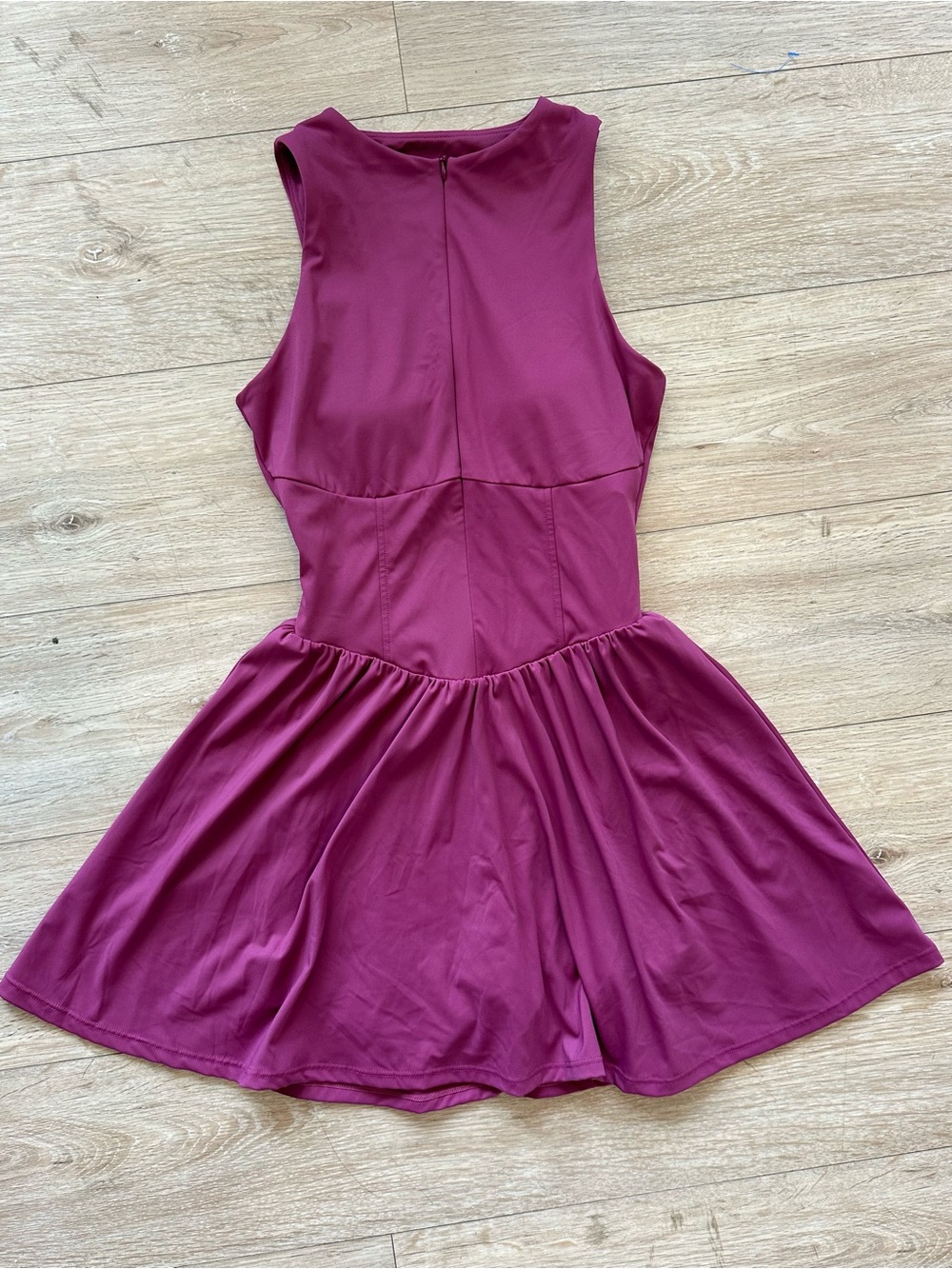 Athleisure Skater Sleeveless Dress in Deep Berry- Fit and Flare